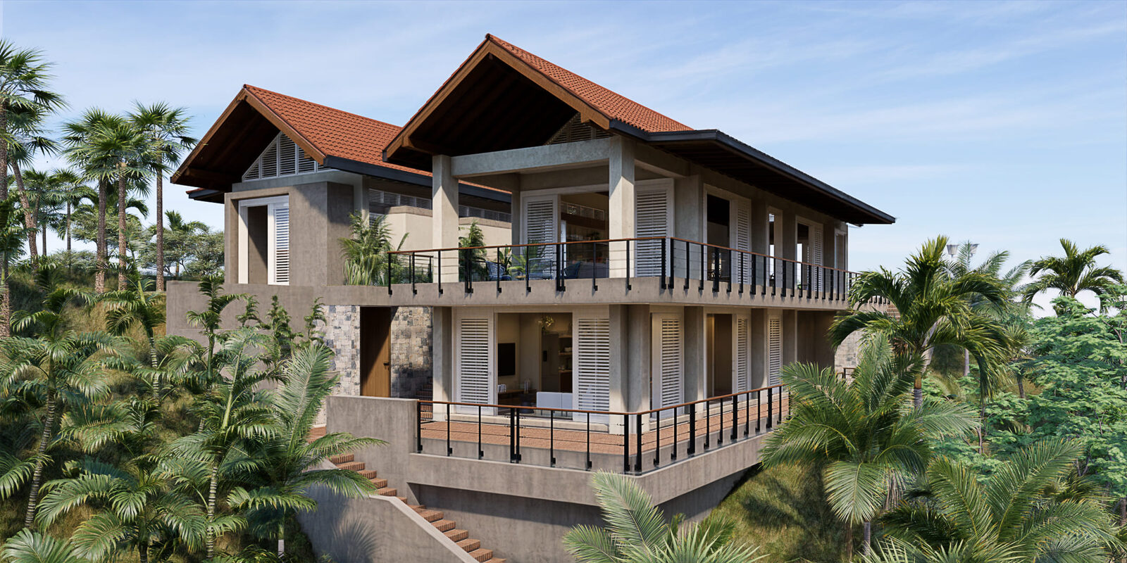 Casa de playa Caruao: Casa colonial moderna de techos a dos aguas, pensada para vivirse de vacaciones y funcionar como casa de alquiler.